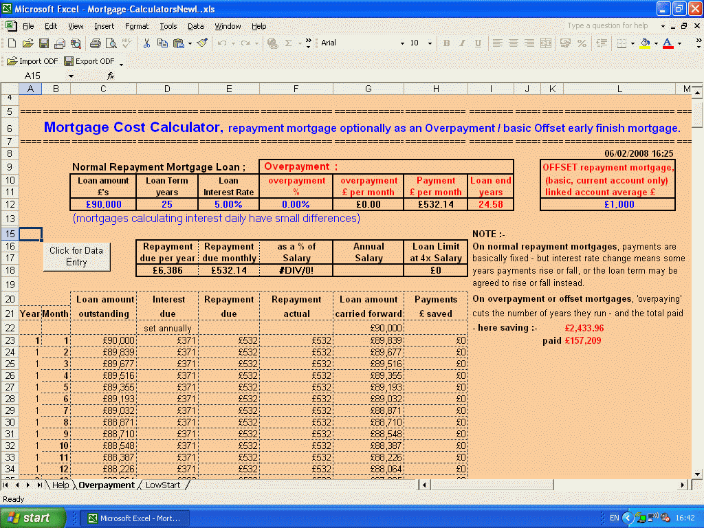 overpayment mortgage calculator